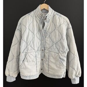 BLANKNYC Quilted Chambray Jacket Sun Bleached XS Washed Denim Y2K Boho
